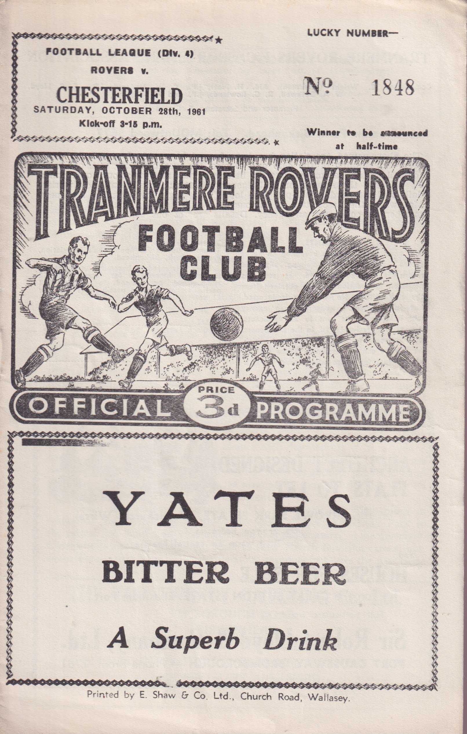 Tranmere Rovers v Chesterfield programme